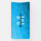 Blaues zyangradientengeometrisches Monogramm Banner (Vertikal)