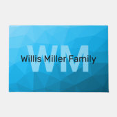 Blaues zyangradientengeometrisches Monogramm Fußmatte (Vorderseite)