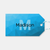 Blaues zyangradientengeometrisches Monogramm Geschenkanhänger (Vorderseite (Horizontal))