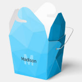 Blaues zyangradientengeometrisches Monogramm Geschenkschachtel (Geöffnet)