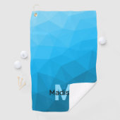 Blaues zyangradientengeometrisches Monogramm Golfhandtuch (Insitu)