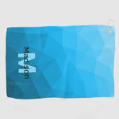 Blaues zyangradientengeometrisches Monogramm Golfhandtuch (Horizontal)