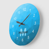 Blaues zyangradientengeometrisches Monogramm Große Wanduhr (Winkel)