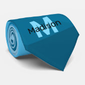 Blaues zyangradientengeometrisches Monogramm Krawatte (Gerollt)