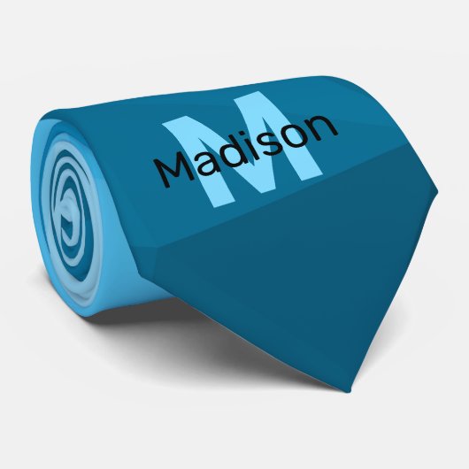 Blaues zyangradientengeometrisches Monogramm Krawatte (Gerollt)