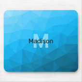 Blaues zyangradientengeometrisches Monogramm Mousepad (Vorne)