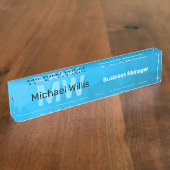 Blaues zyangradientengeometrisches Monogramm Namensplakette (Seite)