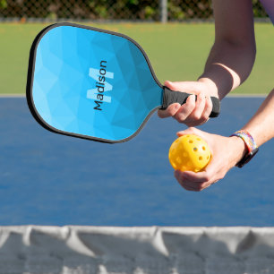 Blaues zyangradientengeometrisches Monogramm Pickleball Schläger