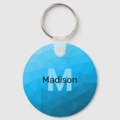 Blaues zyangradientengeometrisches Monogramm Schlüsselanhänger (Vorderseite)