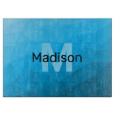 Blaues zyangradientengeometrisches Monogramm Schneidebrett (Vorderseite)