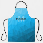 Blaues zyangradientengeometrisches Monogramm Schürze (Vorderseite)