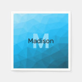 Blaues zyangradientengeometrisches Monogramm Serviette (Vorderseite)