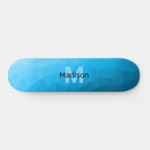 Blaues zyangradientengeometrisches Monogramm Skateboard (Horizontal)