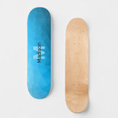 Blaues zyangradientengeometrisches Monogramm Skateboard (Vorderseite)