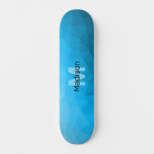 Blaues zyangradientengeometrisches Monogramm Skateboard (Vorderseite)
