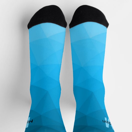 Blaues zyangradientengeometrisches Monogramm Socken (Oben)
