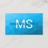 Blaues zyangradientengeometrisches Monogramm Visitenkarte (Rückseite)