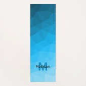 Blaues zyangradientengeometrisches Monogramm Yogamatte (Vorderseite)