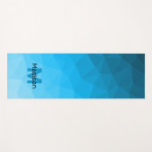 Blaues zyangradientengeometrisches Monogramm Yogamatte (Vorderseite (Horizontal))