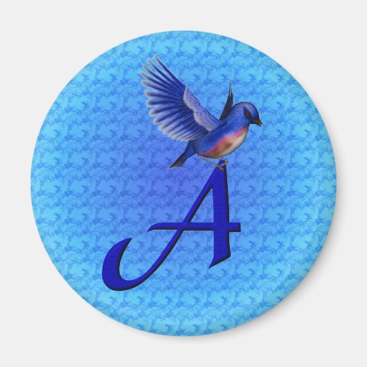 Blauevogel-Monogramm Anfangsbuchstabe A Magnet (Vorne)