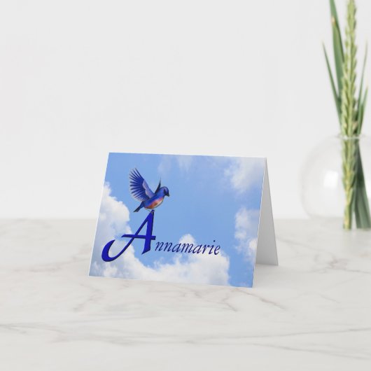 Blauevogel-Monogramm Anfangsbuchstabe A Personalis (Vorderseite)