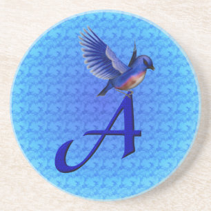 Blauevogel-Monogramm Anfangsbuchstabe A Untersetzer