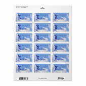 Blauevogel-Monogramm Anfangsbuchstabe B Handgefert Adressaufkleber (Vorne)