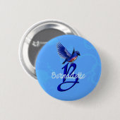 Blauevogel-Monogramm Anfangsbuchstabe B Personalis Button (Vorne & Hinten)