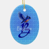 Blauevogel-Monogramm Anfangsbuchstabe B Personalis Keramik Ornament (Hinten)
