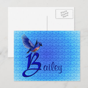 Blauevogel-Monogramm Anfangsbuchstabe B Personalis Postkarte