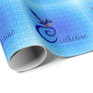 Blauevogel-Monogramm Anfangsbuchstabe C Personalis Geschenkpapier