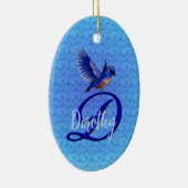Blauevogel-Monogramm Anfangsbuchstabe D Personalis Keramik Ornament (Rechts)