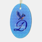 Blauevogel-Monogramm Anfangsbuchstabe D Personalis Keramik Ornament (Links)