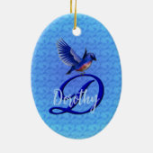 Blauevogel-Monogramm Anfangsbuchstabe D Personalis Keramik Ornament (Hinten)