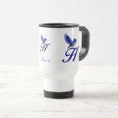 Blauevogel-Monogramm Anfangsbuchstabe H Elegant Pe Reisebecher (VorderseiteRechts)