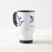 Blauevogel-Monogramm Anfangsbuchstabe H Elegant Pe Reisebecher (Vorderseite Links)