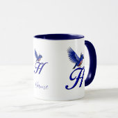 Blauevogel-Monogramm Anfangsbuchstabe H Elegant Pe Tasse (VorderseiteRechts)