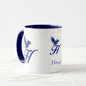 Blauevogel-Monogramm Anfangsbuchstabe H Elegant Pe Tasse (Vorderseite Links)