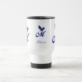 Blauevogel-Monogramm Anfangsbuchstabe M Elegant Pe Reisebecher (Mittel)