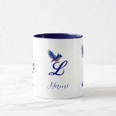 Blauevogel-Monogramm-Initiale L Elegant Personalis Tasse (Zentrum)