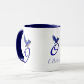 Blauevogel-Monogramm Initiale O Elegant Personalis Tasse (Vorderseite Links)