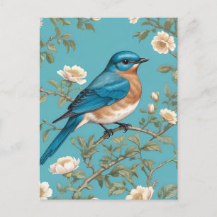 Blauevogel William Morris Inspiriert Türkis Postkarte