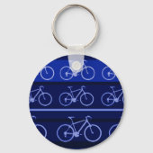 Blaufahrräder auf Streifen Schlüsselanhänger (Vorderseite)