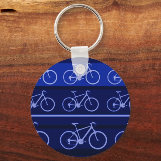 Blaufahrräder auf Streifen Schlüsselanhänger (Vorderseite)