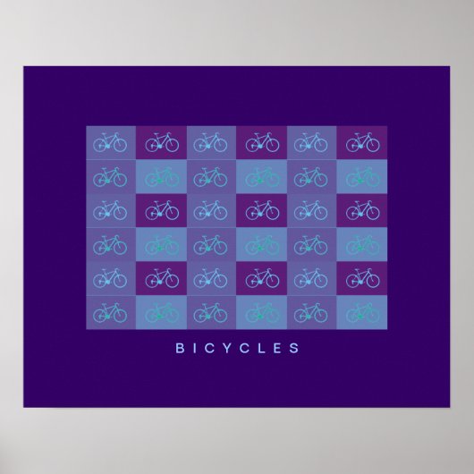 Blaufahrräder mit Musterdruck Poster (Vorne)