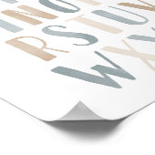 Blaufarben Alphabet neutrales Kinderzimmer Dekor Poster (Ecke)