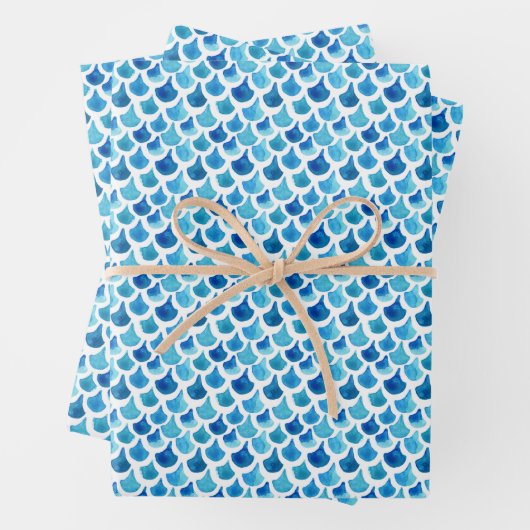 Blaufarben-Muster Geschenkpapier Set (Beispiel)