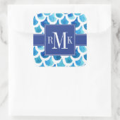 Blaufarben-Muster Quadratischer Aufkleber (Tasche)