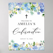 Blaufarben-Rose und Hydrangea-Bestätigung Poster (Vorne)