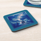 Blaufarbendarstellung mit alter Dampflokomotive Getränkeuntersetzer (Linke Seite)